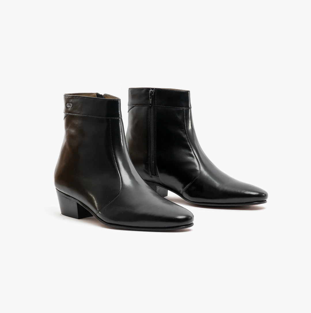 Club Cubano CAESAR Mens Leather Cuban Heel Boots Black