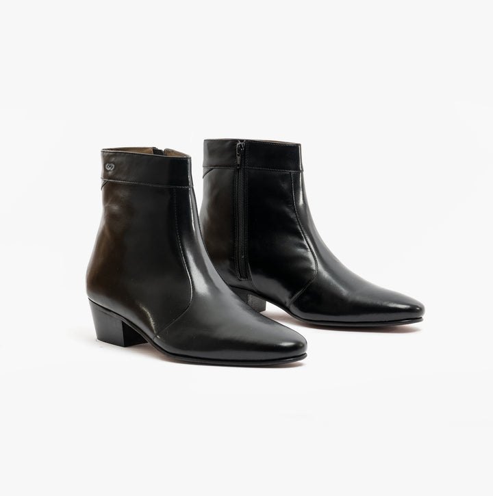 Club Cubano CAESAR Mens Leather Cuban Heel Boots Black