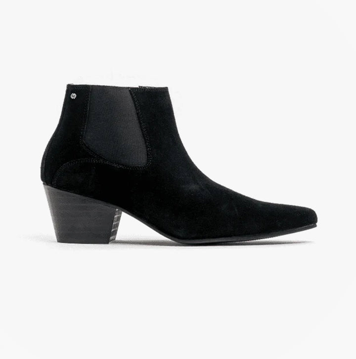 McCARTNEY Mens Suede Winklepicker Cuban Heel Boots Black