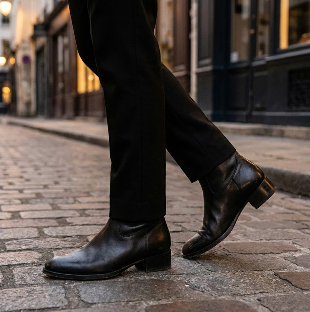 Club Cubano VALENTE Mens Leather Cuban Heel Boots Black