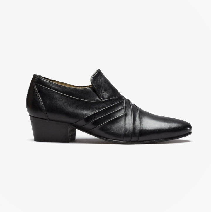 Club Cubano LUIGI Mens Leather Cuban Heel Shoes Black