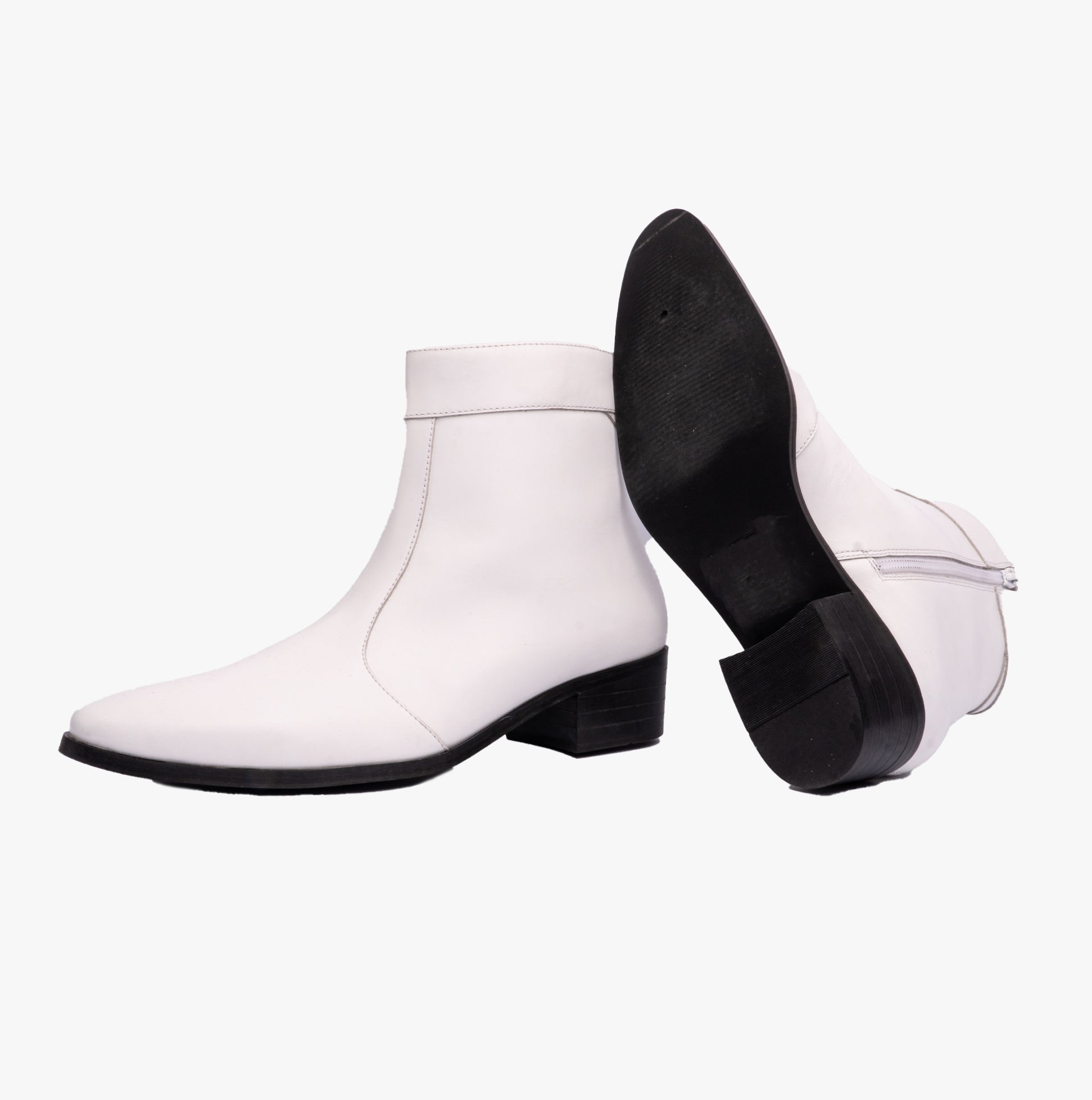 Mens white leather boots best sale