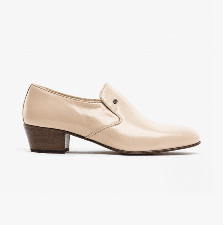 Club Cubano BILBAO Mens Soft Leather Plain Cuban Heel Shoes Ivory
