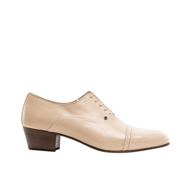 Club Cubano CORDOBA Mens Soft Leather Lace Up Cuban Heel Oxford Shoes Ivory