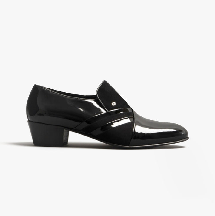Club Cubano PABLO Mens Patent Leather Cuban Heel Shoes Black