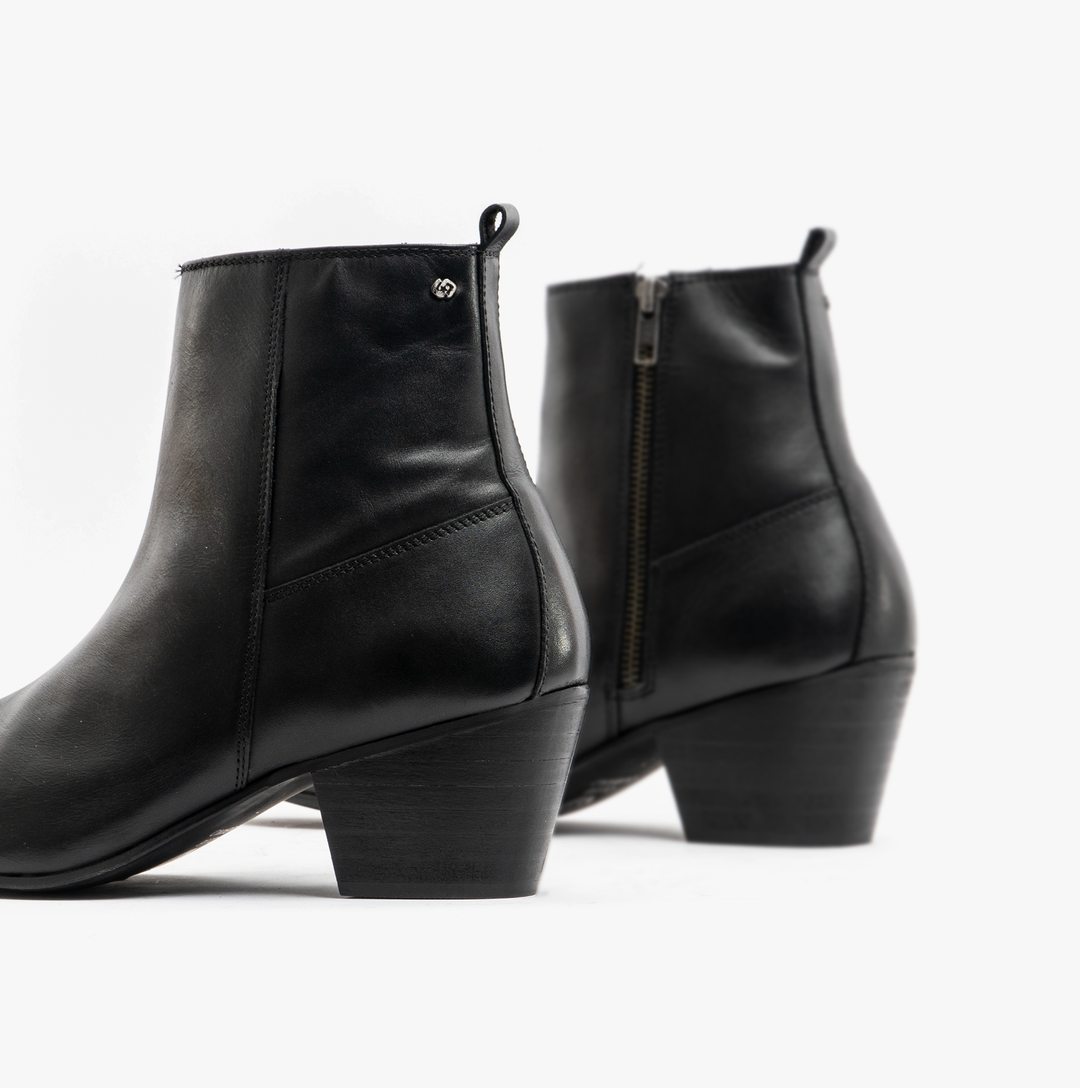 Club Cubano LENNON Mens Leather Winklepicker Cuban Heel Boots Black