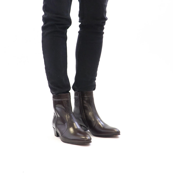 Club Cubano EMMANUEL Mens Smooth Leather Cuban Heel Boots Brown