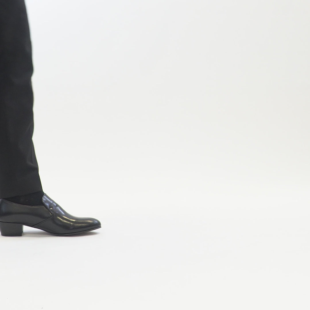 Club Cubano BILBAO Mens Soft Leather Plain Cuban Heel Shoes Black